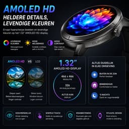 Evy24 Smartwatch EV1 GPS 42mm - GPS Smartwatch Dames & Heren - AMOLED Sporthorloge - Bluetooth Bellen - 5ATM Waterdicht - GPS Horloge - Hartslagmeter - 170+ Sportmodi - iPhone & Android - Goldmetal — thumbnail 3
