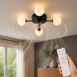 Glitzerlife - Plafond ventilator met verlichting Plafondlamp Ventilatorlamp - 4xG9 fitting - Stille plafondventilator DC motor 6 snelheden - afstandsbediening timerfunctie - modern design PC metaal - Ø50cm - wit — thumbnail 1