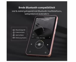 80GB MP3-speler met Bluetooth en Wifi - 4 Inch Touchscreen MP4-speler - Draagbare HiFi Audiospeler met Luidspreker - Geschikt voor Spotify & Luisterboeken - roze wit — thumbnail 3