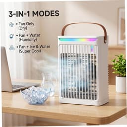 Mini draagbare airconditioner - 3-in-1 airconditioningventilator met 5 snelheden, 680 ml tank, USB-aangedreven ventilator voor thuis/kantoor/slaapzaal/camping - wit — thumbnail 2