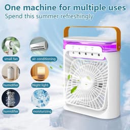 Mobiele airconditioner - 4-in-1, mini-airconditioning, draagbaar, mini-persoonlijke luchtkoeler, USB, ventilator, 3 instelbare snelheden, luchtkoeler voor thuis/kantoor/outdoor - wit [Energieklasse A+++] — thumbnail 4
