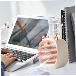 Compacte verdampingsluchtkoeler met 50 ml watertank, USB-gevoed persoonlijk bureaukoelapparaat, 3 windsnelheden en stille werking, geschikt voor thuis en kantoor（Roze） — thumbnail 2