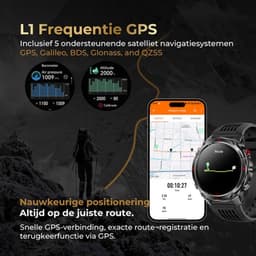 Golden Sound GPS Smartwatch Heren - 1.46'' AMOLED Display - GPS 5 satellieten - 5ATM Waterdicht - 200+ sportmodi - Belfunctie - Barometer - Stappenteller - Bloeddrukmeter - Hartslagmeter - 540 mAh - Dark Grey — thumbnail 5