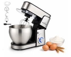 Swiss Haus® KM2207 Keukenmachine 1500W – 7L RVS Keukenrobot – 6 Snelheden + Pulse – Multifunctionele Standmixer met Accessoires – RVS