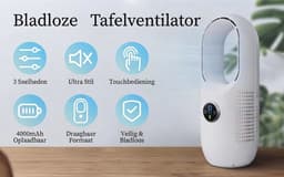 Bladloze ventilator Smartstuff® - Oplaadbare Tafelventilator -Draagbare ventilator - Fan - Verkoeling - Accu - Design — thumbnail 4