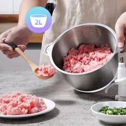 Elektrische Vleesmolen - 500W - Foodprocessor - Hakmolen - 2L RVS Keukenmachine - 2 Snelheden - voor Vlees - Noten en Groenten - Eenvoudig Schoon te Maken - Standaard — thumbnail 3
