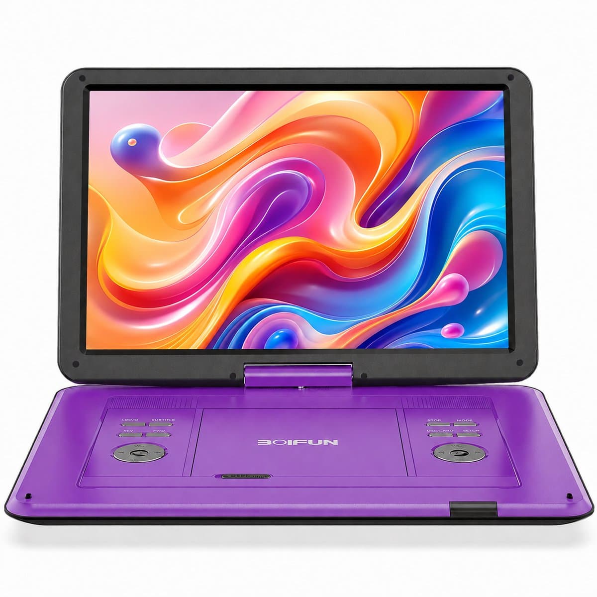 Boifun 17,5 inch draagbare dvd-speler - met 15,6" HD groot draaibaar scherm - voor auto en kinderen - 4-6 uur werktijd met ingebouwde batterij - geheugen-afspeelfunctie, ondersteuning USB/TF-kaart [Blu-ray niet ondersteund] — afbeelding 1