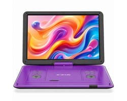 Boifun 17,5 inch draagbare dvd-speler - met 15,6" HD groot draaibaar scherm - voor auto en kinderen - 4-6 uur werktijd met ingebouwde batterij - geheugen-afspeelfunctie, ondersteuning USB/TF-kaart [Blu-ray niet ondersteund]