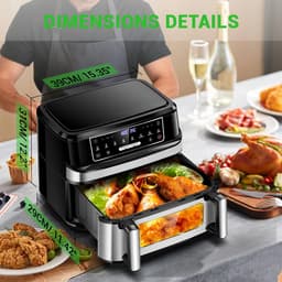 Airfryer Dubbel 12 Liter XXL – Dual Zone – Smart Finish – Match Cook – 8 Automatische Programma's – Met Kijkvenster – Zwart — thumbnail 4