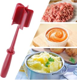 Gehaktmenger - Vleesvermaler - Maaltijdvoorbereiding - Antiaanbaklaag - 28 cm - Rood — thumbnail 4