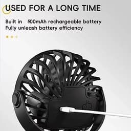 Clip-functie Ventilator Oplaadbaar met 3 Snelheden en Windinstelling - Uitgerust met een 500mAh Lithiumbatterij - Lange Batterijduur, 720° Draaibare Hangende Clipventilator - Geschikt voor Meerdere Scenario's, waaronder Kinderwagens, Kantoren etc. — thumbnail 4