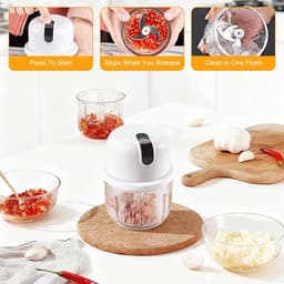 Mini Hakmolen - Elektrische Keuken - Ingrediënten Snijden - Draadloos Opladen - 350 ml - Wit — thumbnail 3