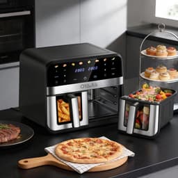 Lamor Airfryer - Heteluchtfriteuse - Heteluchtoven - Dubbele kookzones - Totale inhoud 11,5 liter - 80 °C tot 200 °C - LED touch — thumbnail 3