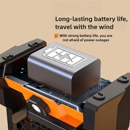 Draagbare campingventilator met instelbare LED-lichtstrip, ophanghaak, USB-oplaadbaar, ingebouwde 7800mAh-batterij. — thumbnail 3