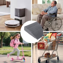 90 x 8 x 2 cm, deurdrempeloprijplaat, pvc-rolstoelhelling, antislip oppervlak, rubberen oprijplaat, drempelhelling voor rolstoel, kinderwagen, rollator of e-scooter, grijs — thumbnail 2
