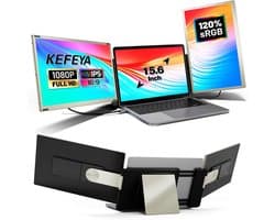 SnelShoppen - 15,6 inch Laptopscherm Uitbreiding - FHD 1080P Triple Portable Monitor - 120% sRGB - Laptop Monitor voor Mac, Windows, Chrome, Android -