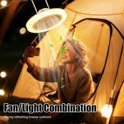 Camping-plafondventilator met verlichting – Campingventilator – LED-campinglamp – Oplaadbaar – Kunststof – Wit — thumbnail 4