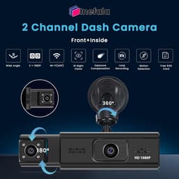 SnelShoppen - WiFi DashCam Auto met 64GB SD Kaart, Draadloze G-Sensor Voorzijde en Interieur, FHD 1080P, Loopopname, Bewegingsdetectie, Aanpassingen B — thumbnail 5