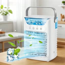 Archi Mini Aircooler - Draagbare USB Luchtkoeler - Met Verneveling - 650 ml Watertank - 3 Ventilatorstanden - Met LED Verlichting — thumbnail 4
