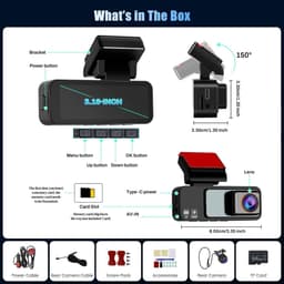 SnelShoppen - 4K Dashcam Auto met Wifi GPS, Dual Camera 4K + 1080P, 3,16 inch IPS Scherm, Nachtzicht, G-sensor, 64 GB SD-kaart, App Besturing — thumbnail 4