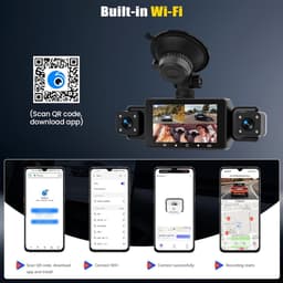 SnelShoppen - 4-kanaals auto dashcam met app, 360° voor- en achterzicht, interieurcamera, nachtzicht, loopopname, 24-uurs parkeerbewaking, G-sensor, p — thumbnail 4