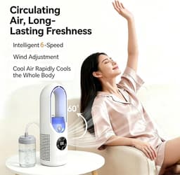 Luchtkoeler- led-display- airconditioning- luchtbevochtiger- elektrische ventilator met 6 snelheden- stille timer- bevochtigingsventilator — thumbnail 3