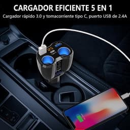 SnelShoppen - 150W Auto Lader met 2 Sigarettenaanstekers en 3 USB Poorten - PD 3.0 Type-C Snellader voor GPS, Dashcam, Navigatie en Meer — thumbnail 2