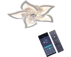 DIMICO - Plafond Ventilator met Verlichting - Plafondventilator Afstandsbediening - Wit - Slaapkamer- 220V - LED - 6 Snelheden