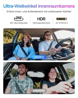 Thijox - VIOFO A329S 3CH 4K Dashcam Auto Voor en Achter, 4K 2K 2K 3 Lenzen, Energiebesparende Parkeermodus, 210° Ultragroothoek Binnencamera, Wi-Fi 6 — thumbnail 3
