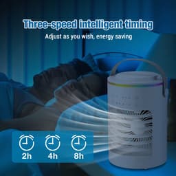 Draagbare mini-airco voor slaapkamers – Mini-luchtkoeler met ijsbakje & USB-ventilator – Voor thuis en op kantoor (Wit) — thumbnail 3