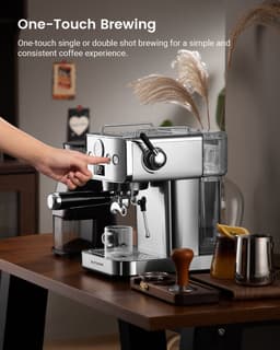 BlitzHome CM-601G Espressomachine Halfautomatisch 20 Bar – Espresso Apparaat met Melkopschuimer, PID Temperatuurregeling, Drukmeter en Thermoblock – Zilver — thumbnail 3