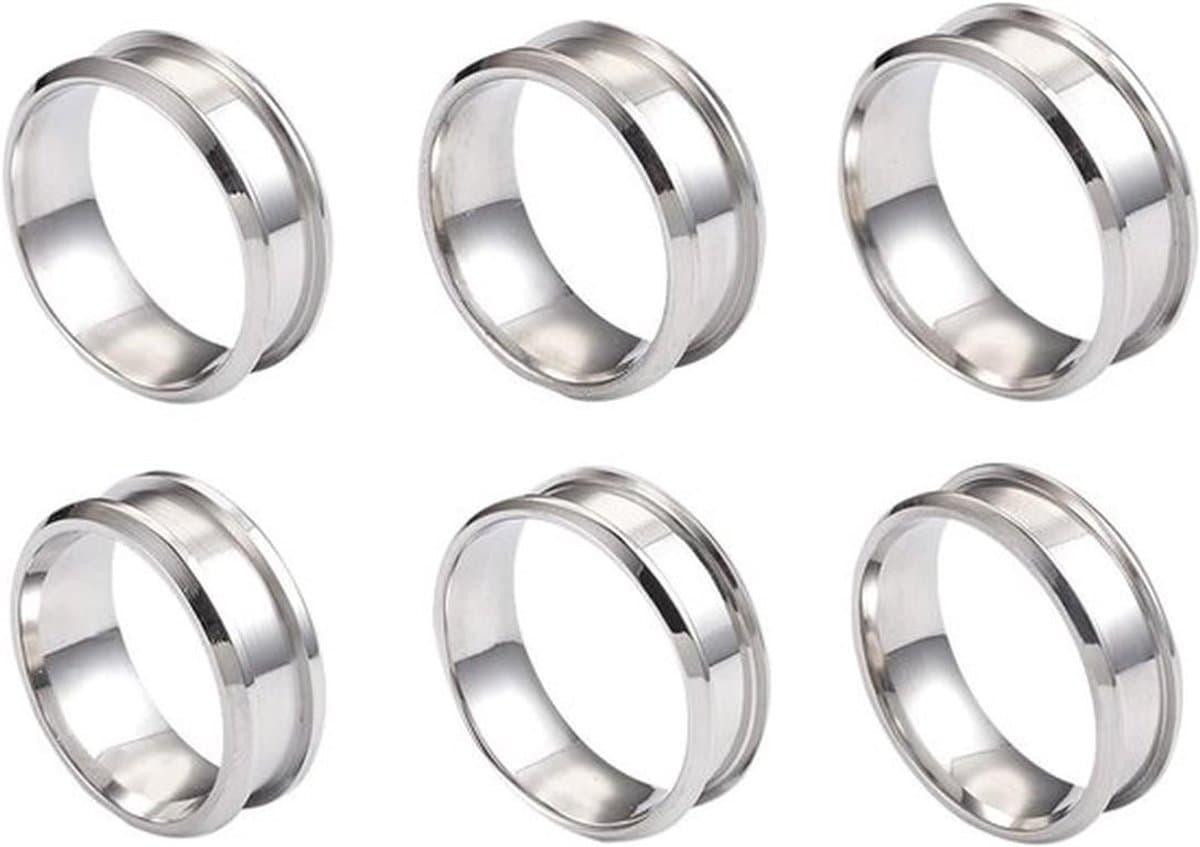 Set van 6 roestvrijstalen ronde sieradenringen van 17 tot 22 mm, duurzaam en geschikt voor het maken van unisex sieraden met stevige pasvorm — afbeelding 1