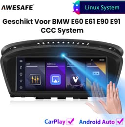 Awesafe 8.8'' Carplay Autoradio - Geschikt voor BMW E60 E61 E63 E64 E90 E91 E92 CCC Systeem 2004 t/m 2008 - GPS Navigatie - Draadloze Carplay Android Auto - Touchscreen - Bluetooth Radio - 2004 2005 2006 2007 2008 — thumbnail 1