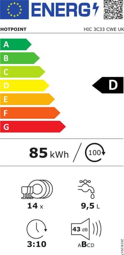 Hotpoint HIC 3C33 CWE | Inbouw vaatwasser | 3D wash | D — thumbnail 2