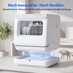 MEDION Mini Vaatwasser DWT30, 3 Couvert, Tafelvaatwasser, werkt met of zonder wateraansluiting, 6 Programma’s, UV Licht, Ventilatiedroging, Touch Display, vrijstaand, MD370022 — thumbnail 4