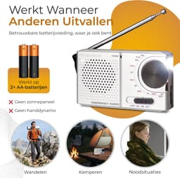 Caliber Noodradio - Radio op Batterijen - Draagbare Radio - Met Zaklamp — thumbnail 2