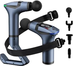 3-in-1 massagepistool - verlengde handgreep en riem - 12 versnellingen - 4 verwisselbare koppen - ideaal voor sporters, fitnesscentra, ouderenzorg - rugmassage voor de taille - verlengde handgreep - diepe weefselmassage — thumbnail 1