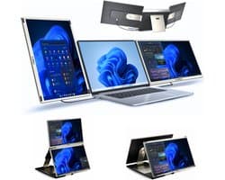 Triple Portable Monitor Ultimate 15.6" - Full HD Draagbare monitor met USB-C & HDMI - Tri screen - Plug & Play - Incl. Draagtas
