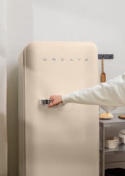 CREATE - Koelkast in retrostijl - Zand - Handvat Zilver - FRIDGE RETRO 281L — thumbnail 5