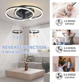 Moderne LED Plafondventilator met Verlichting 50CM - Stille Ventilator, Dimbaar Licht en Afstandsbediening/App — thumbnail 5