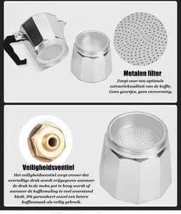 Kraftverdia Moka Express - Percolator - Moka Pot 300 ml 6 kops - Aluminium - Espresso maker — thumbnail 5