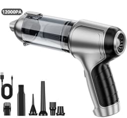 Draadloze Handstofzuiger Voor De Auto - Draagbare Oplaadbare Mini Autostoofzuiger - Zwart - 7 Opzetstukken - 12000Pa — thumbnail 1
