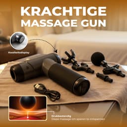 MLN Massage Gun - Krachtig - Massage Apparaat - 5 opzetstukken - Lange steel - Zwart — thumbnail 4