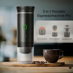 Nova Loom - Draagbaar Espressomachine Pro voor auto, thuis en camping - Multifunctionele 3-in-1 draagbare elektrische reiskoffieapparaat - Capsule, cups en Poeder - Zwart - draadloos - makkelijk oplaadbaar — thumbnail 3