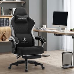 GTPLAYER - Gamingstoel Ergonomisch - Met Veerzitkussen en Voetensteun - Zwart — thumbnail 5