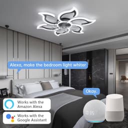 Slimme Plafondventilator met Verlichting, 88 cm - Dimbaar, Afstandsbediening, Compatibel met Alexa en Google Home, Stil en Omkeerbaar — thumbnail 4