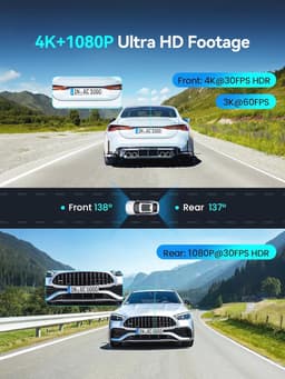Dashcam 4K + 1080P Dual Camera met Nachtzicht en GPS Voor Auto — thumbnail 5