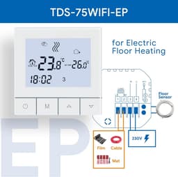 Slimme Wifi-thermostaat voor elektrische verwarming met programmeerbare LCD touchscreen en spraakbesturing - compatibel met Alexa en Google — thumbnail 3
