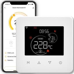 Slimme Wifi Thermostaat voor CV-Ketel - Programmeerbaar, Temperatuur & Vochtigheid - Werkt met App en Spraakassistenten — thumbnail 1