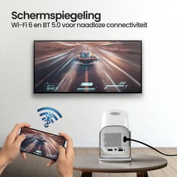 AeroQ Premium Mini Beamer – Alles-in-één Smart TV Projector - 2026 model - Android - WiFi & Bluetooth - 4k ondersteuning - Beamer - Home Cinema - 150 inch Full HD - Wit — thumbnail 4